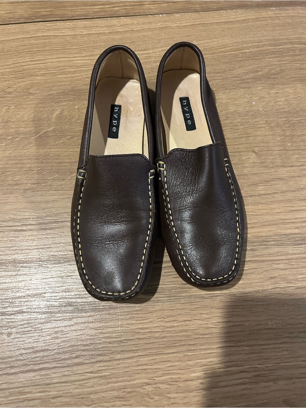 Hype Dark Brown Leather Slip-On Loafers